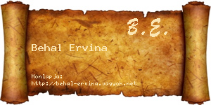 Behal Ervina névjegykártya