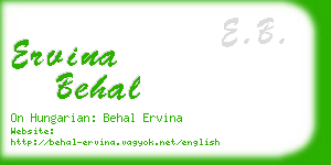 ervina behal business card